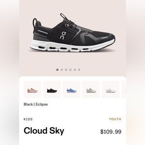 New Cloud Sky Kids Black Never Worn Size 4 Youth